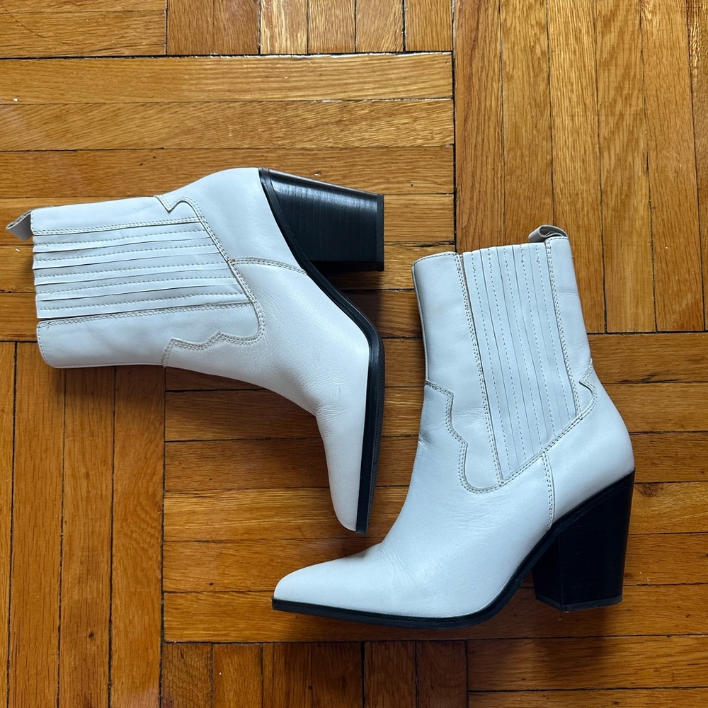 Aldo White Cowboy Ankle Boots